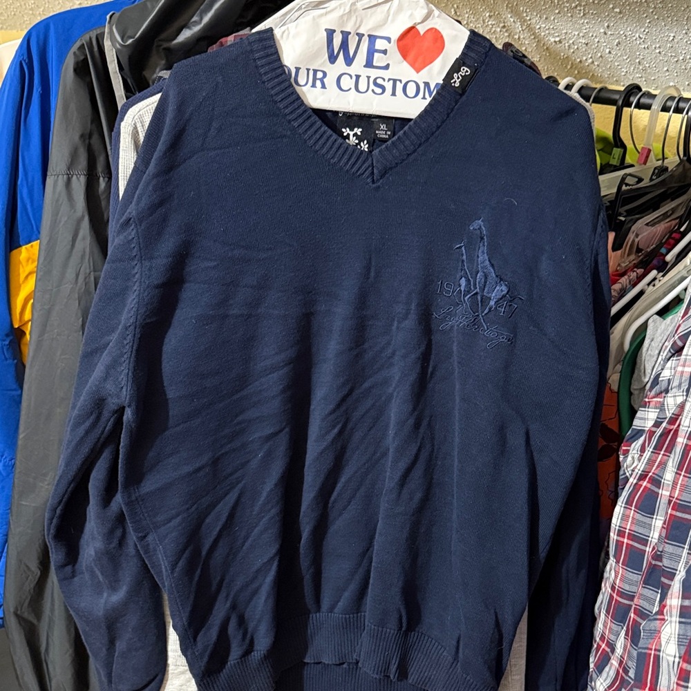 LRG Men's Deep Blue V-Neck Sweater
